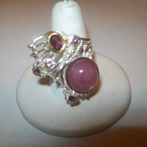 LOVELY CUSTOM 28CT RUBY CABOCHON DESIGNER RING SIZE 8